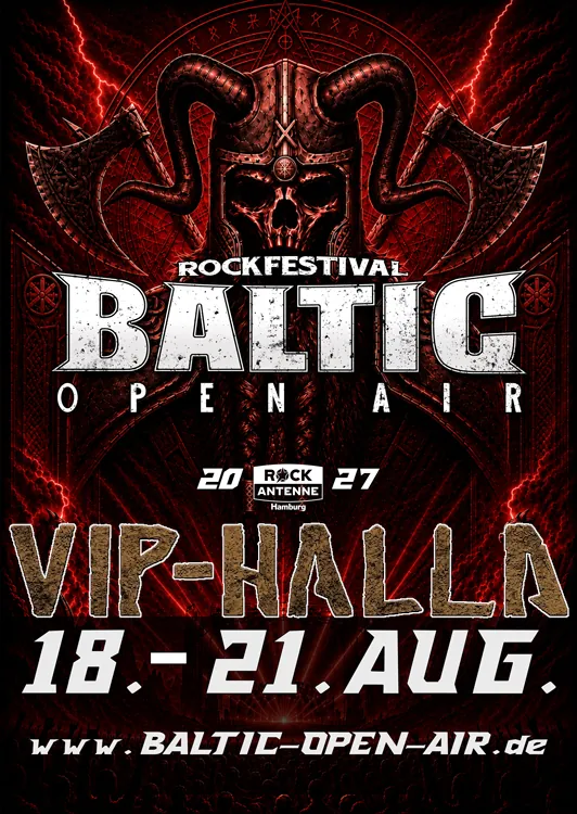 Plakat des Baltic Open Air 2027 mit eingefügtem VIP-HALLA Schriftzug