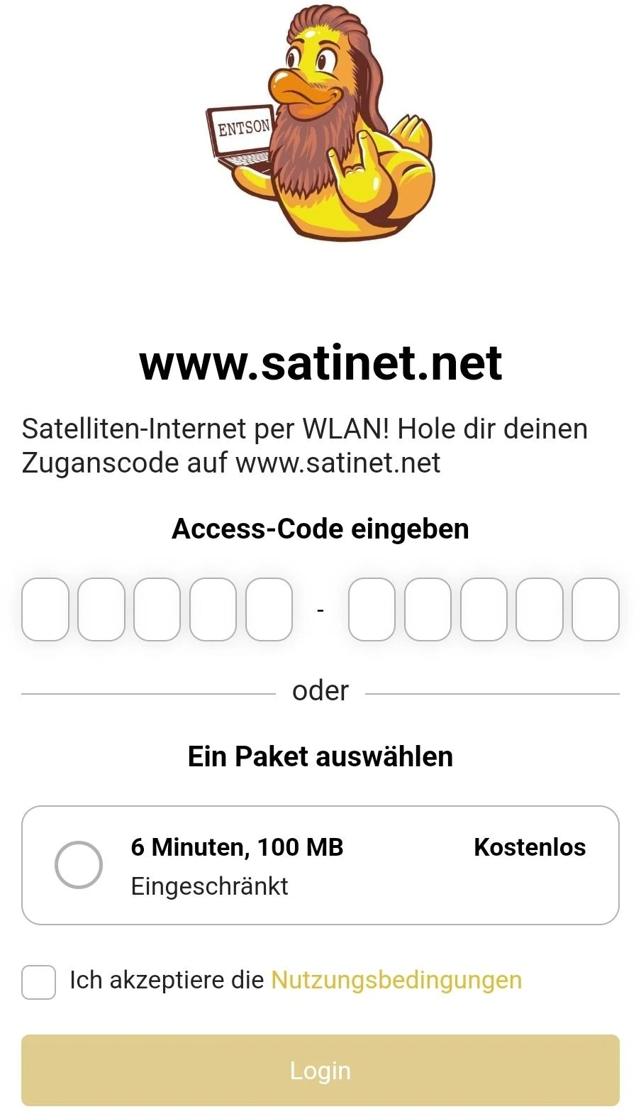 Android Wi-Fi settings for connecting to SatINet network