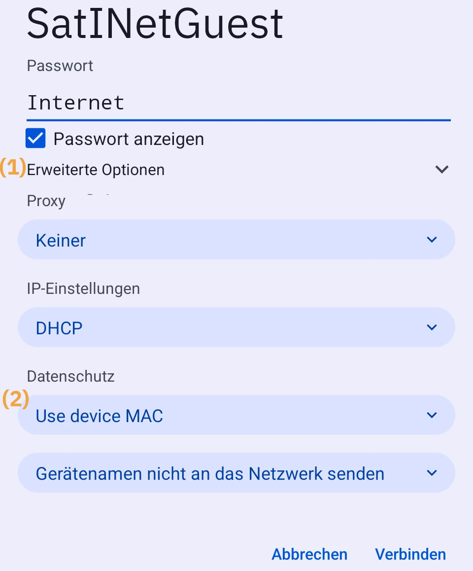 Android Wi-Fi advanced options to disable mac randomization